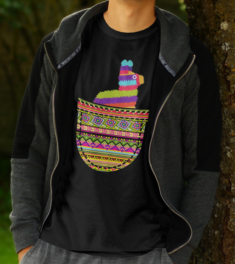 Mexican Pinata Pocket Cinco De Mayo Fiesta Colorful T-Shirt