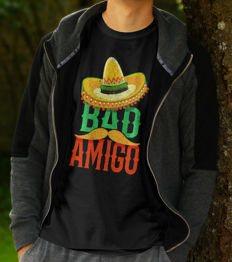 Cinco De Mayo Sombrero Bad Amigo Mexi Mustache T-Shirt