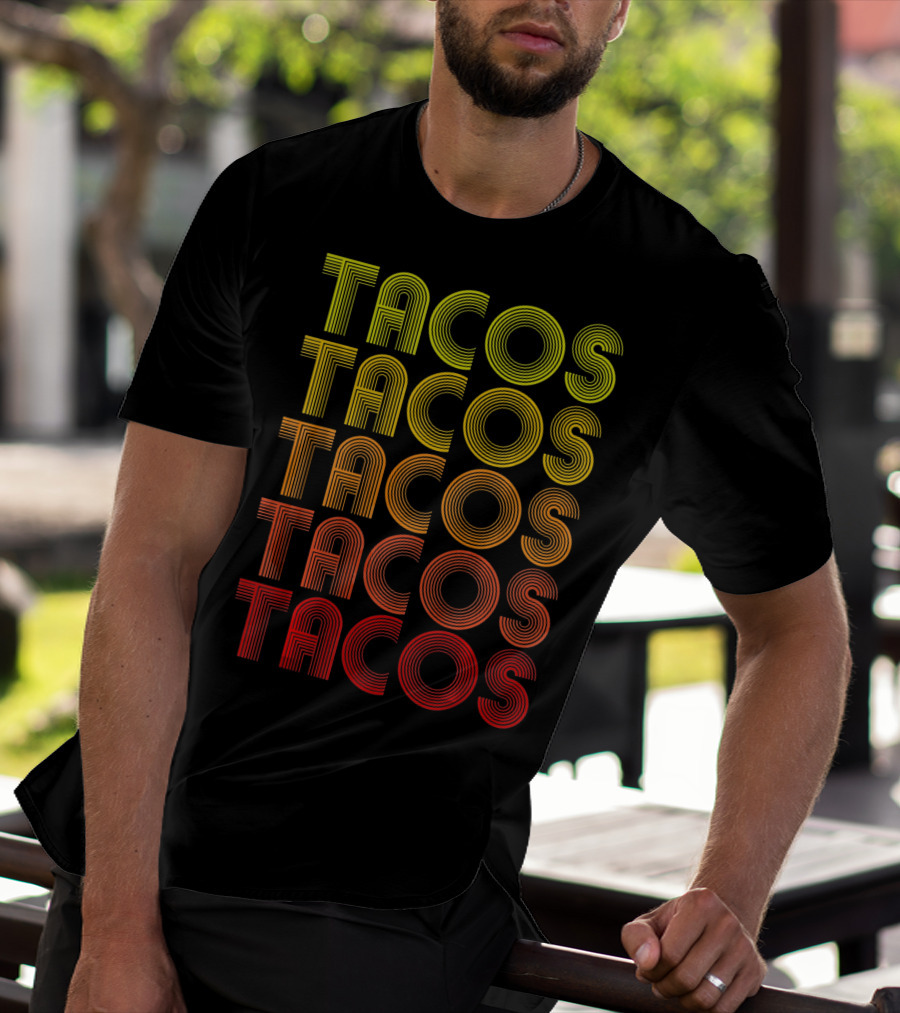 Vintage Tacos Lover Cinco De Mayo Retro Lines T-Shirt
