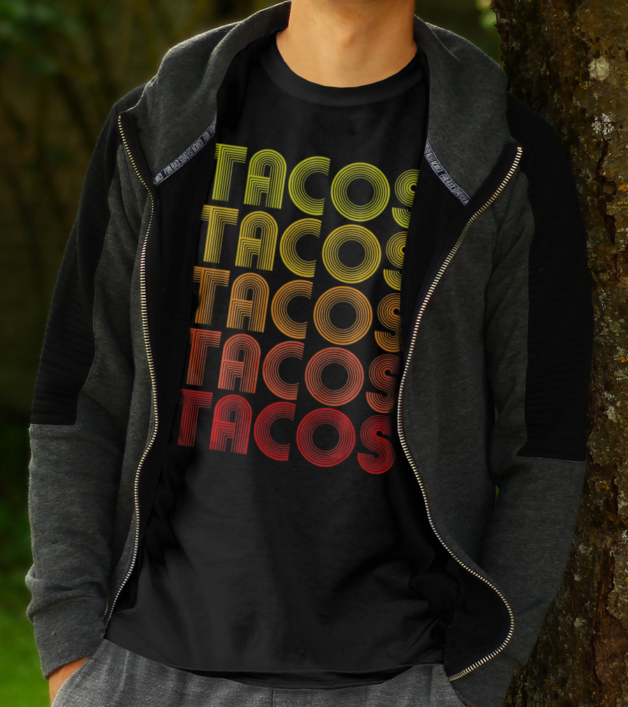 Vintage Tacos Lover Cinco De Mayo Retro Lines T-Shirt