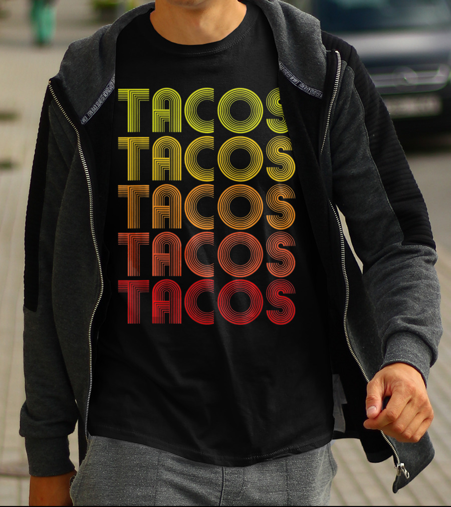 Vintage Tacos Lover Cinco De Mayo Retro Lines T-Shirt