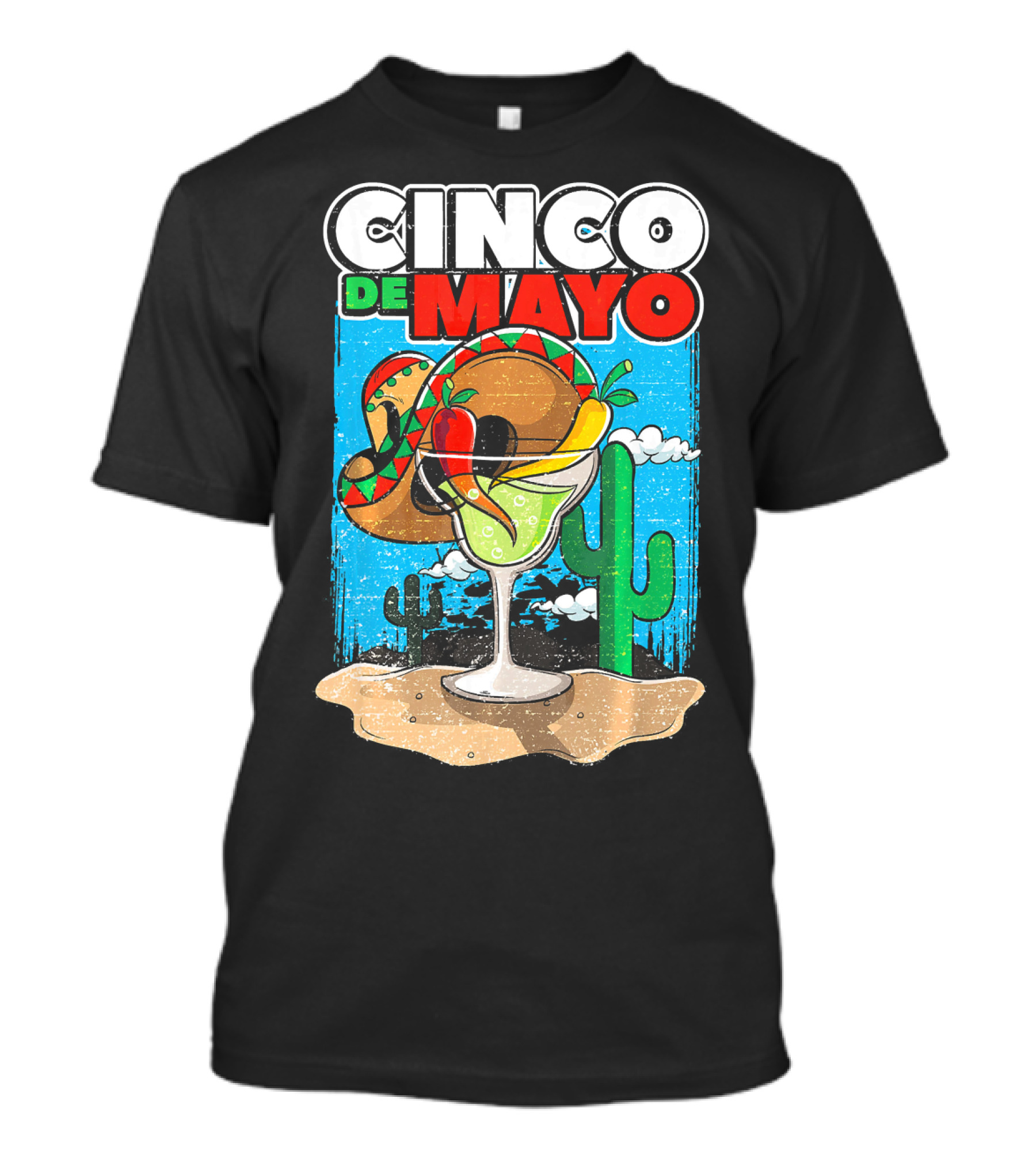 Cinco De Mayo Margarita Cactus Sombrero Fiesta T-Shirt