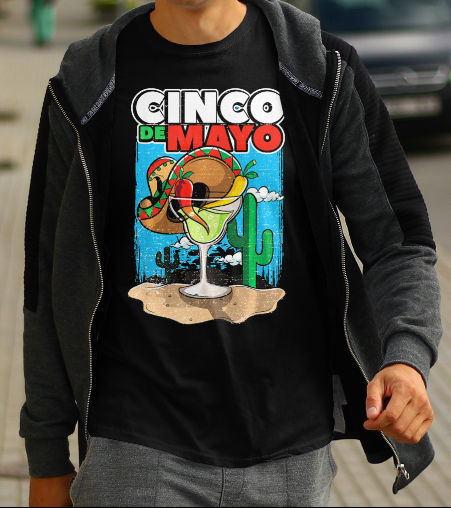 Cinco De Mayo Margarita Cactus Sombrero Fiesta T-Shirt