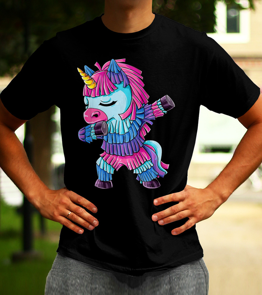 Dabbing Unicorn Pinata Funny Cinco De Mayo Party T-Shirt