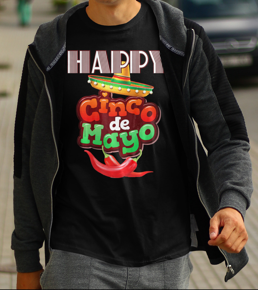 Happy Cinco De Mayo Sombrero Red Chili Peppers T-Shirt