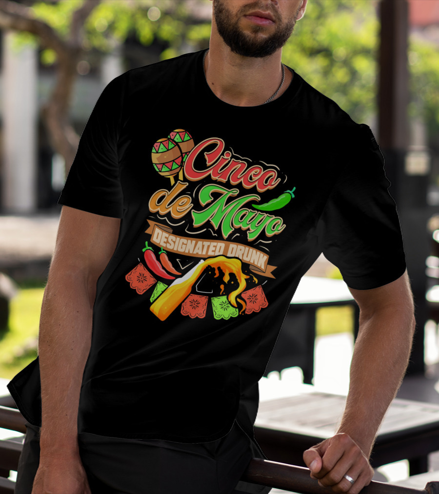 Cinco De Mayo Designated Drunk Peppers Beer Fiesta T-Shirt
