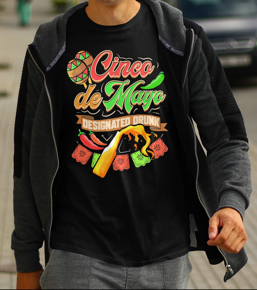 Cinco De Mayo Designated Drunk Peppers Beer Fiesta T-Shirt