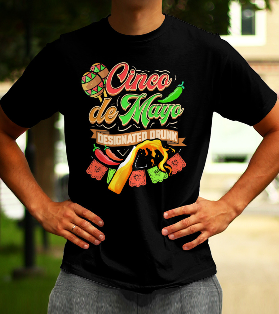 Cinco De Mayo Designated Drunk Peppers Beer Fiesta T-Shirt
