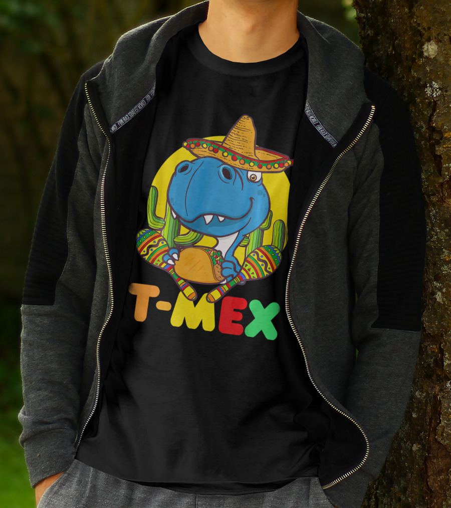 T-Mex Funny Cinco De Mayo Dinosaur Rex With Sombrero And Taco T-Shirt