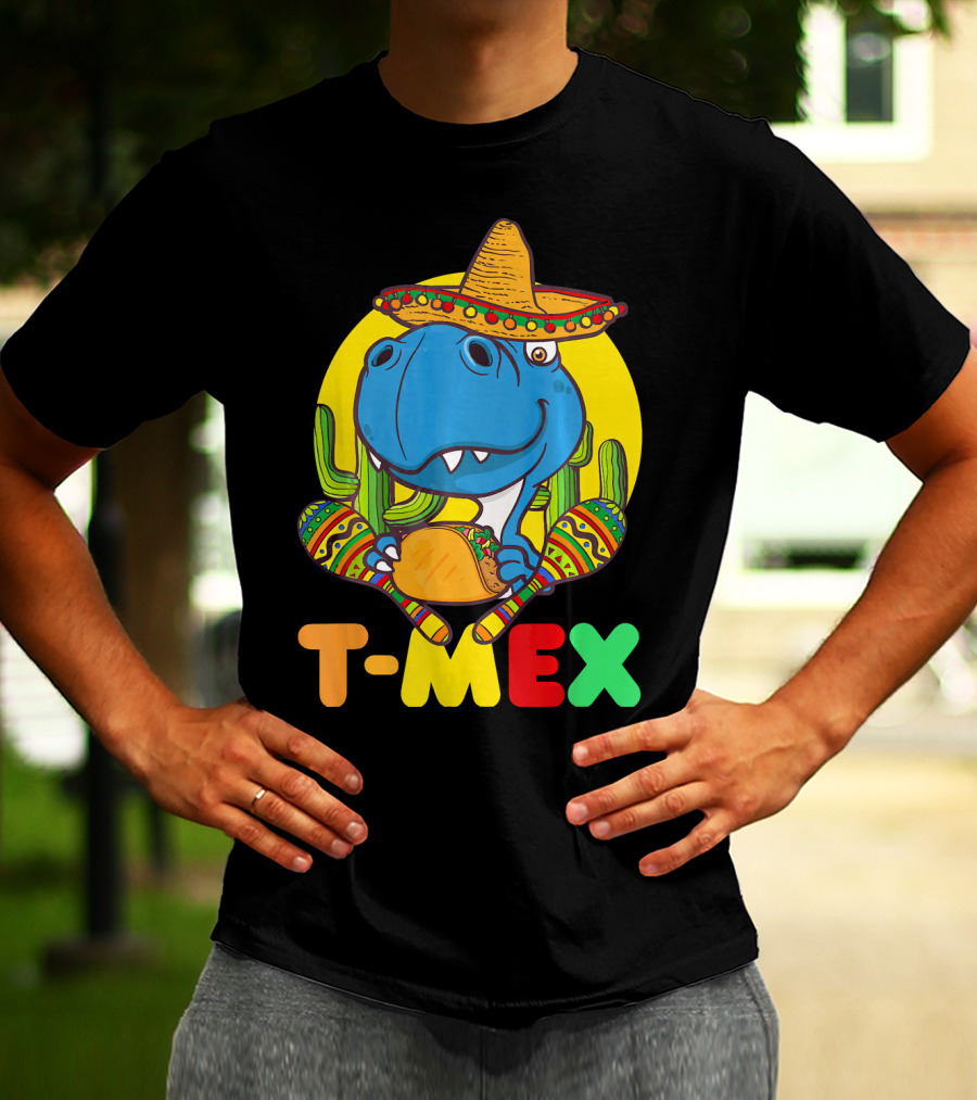 T-Mex Funny Cinco De Mayo Dinosaur Rex With Sombrero And Taco T-Shirt