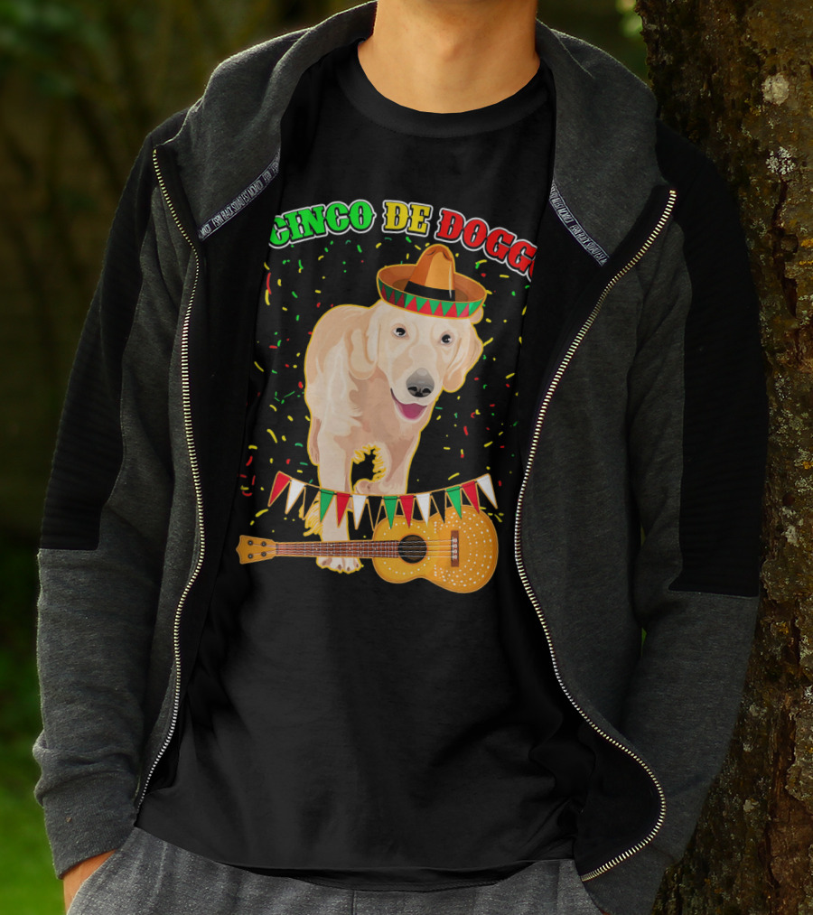Cinco De Doggo Golden Retriever Sombrero Guitar Fiesta T-Shirt