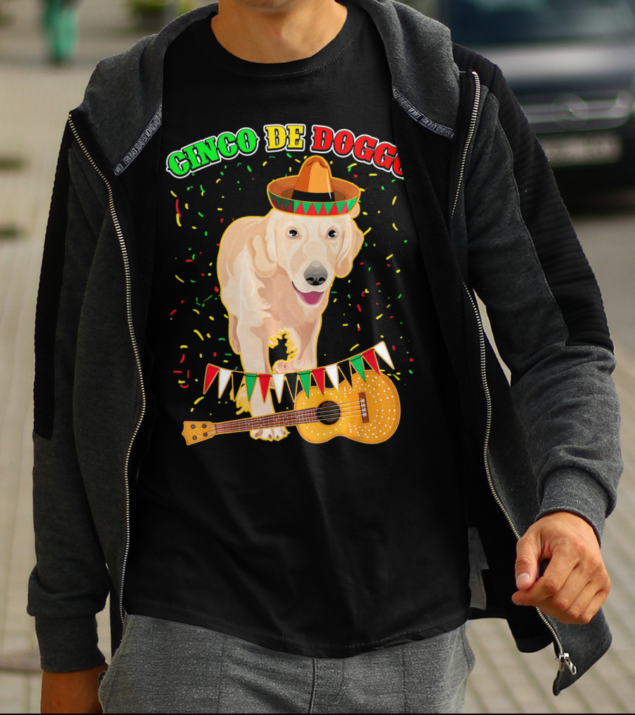 Cinco De Doggo Golden Retriever Sombrero Guitar Fiesta T-Shirt
