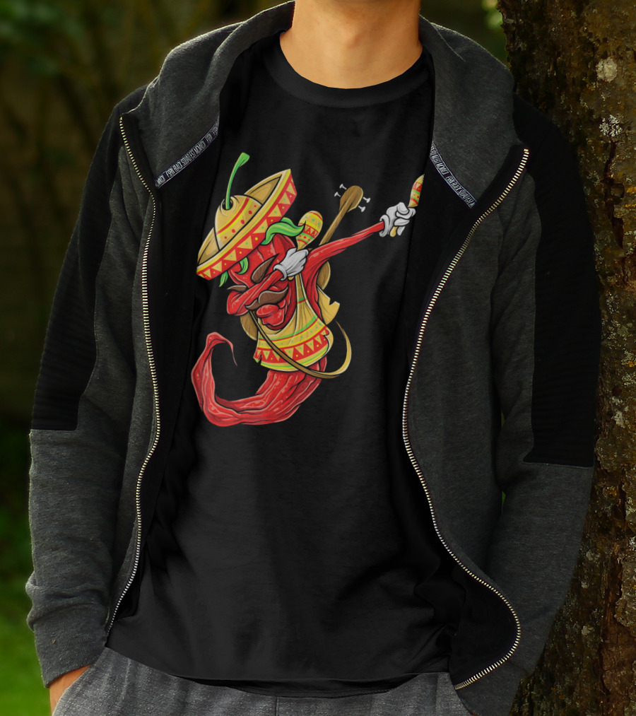 Cinco De Mayo Dabbing Chili Pepper With Sombrero And Maracas T-Shirt