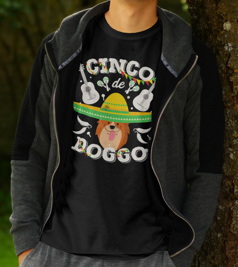 Cinco De Doggo Corgi Sombrero Guitars And Maracas T-Shirt