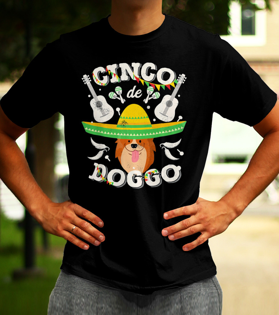 Cinco De Doggo Corgi Sombrero Guitars And Maracas T-Shirt