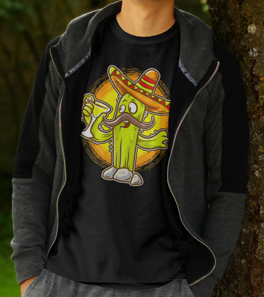 Margarita Cactus With Sombrero Cinco De Mayo Fiesta T-Shirt