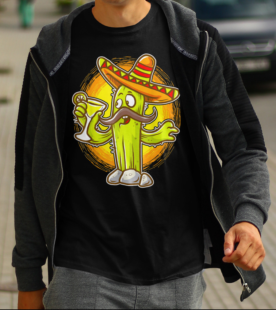 Margarita Cactus With Sombrero Cinco De Mayo Fiesta T-Shirt