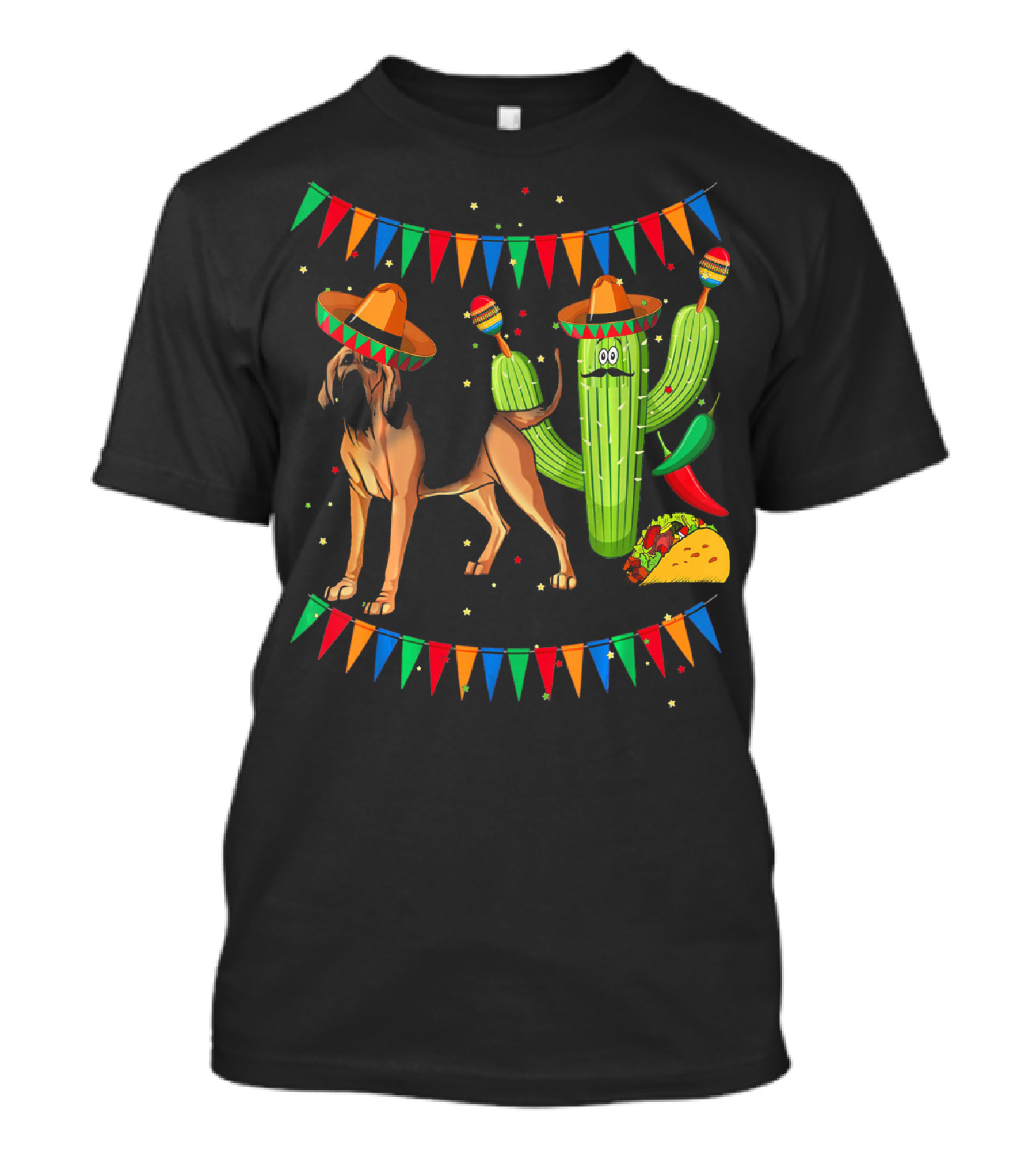 Sombrero Bloodhound Dog Cactus Taco Mexico Cinco De Mayo T-Shirt