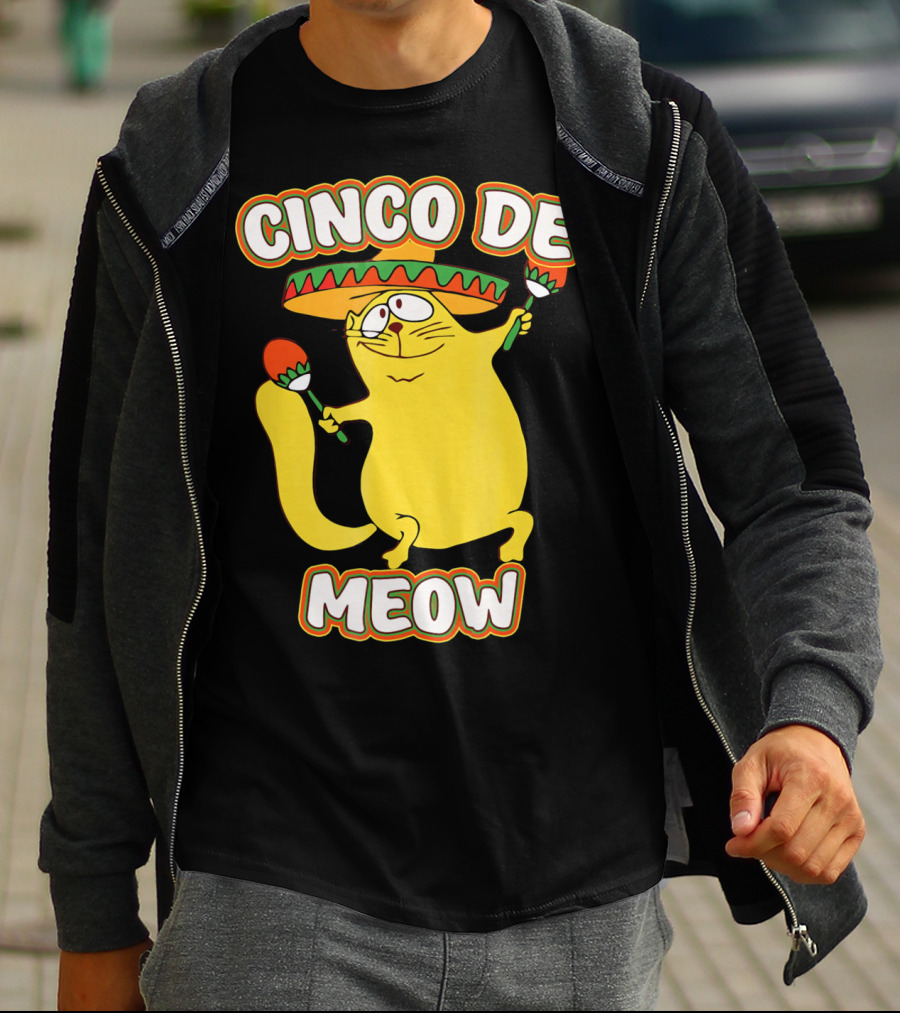 Cinco De Meow Funny Cat Lover Sombrero Party T-Shirt