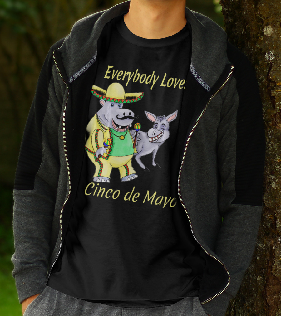 Everybody Loves Cinco De Mayo Hippopotamus And Donkey Fiesta T-Shirt