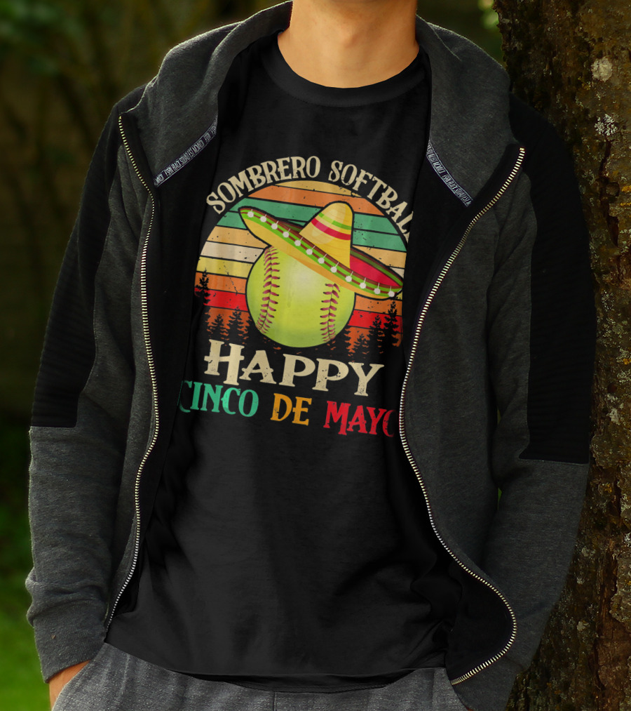 Sombrero Softball Happy Cinco De Mayo T-Shirt