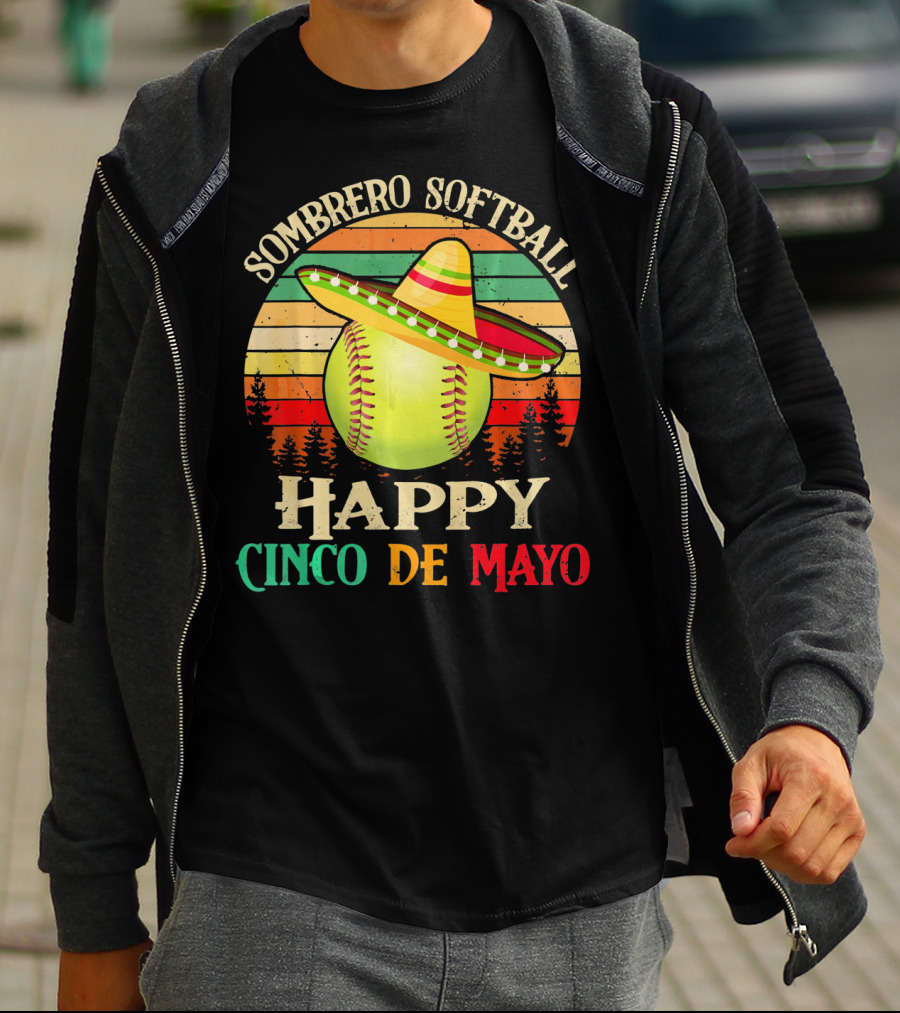 Sombrero Softball Happy Cinco De Mayo T-Shirt