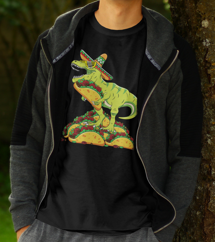 T Rex Sombrero Sunglasses Taco Cinco De Mayo Kids Boy T-Shirt