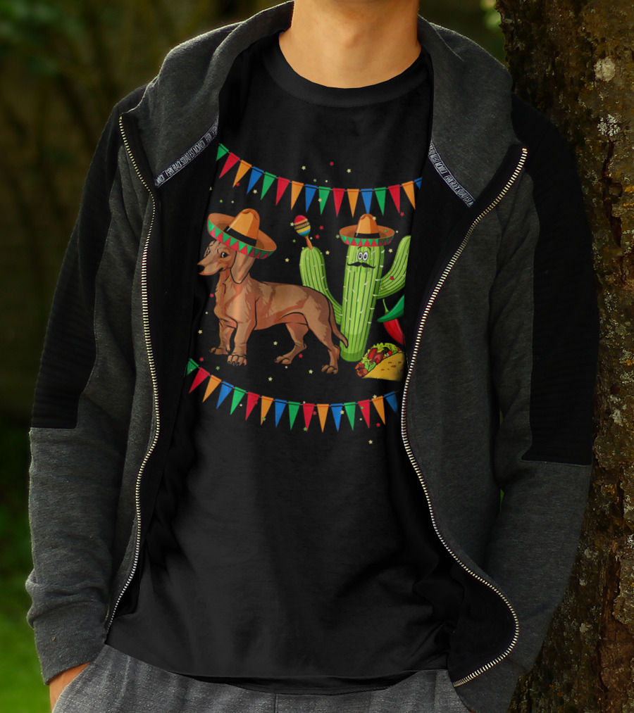 Sombrero Dachshund Dog Fiesta Mexico Cinco De Mayo T-Shirt