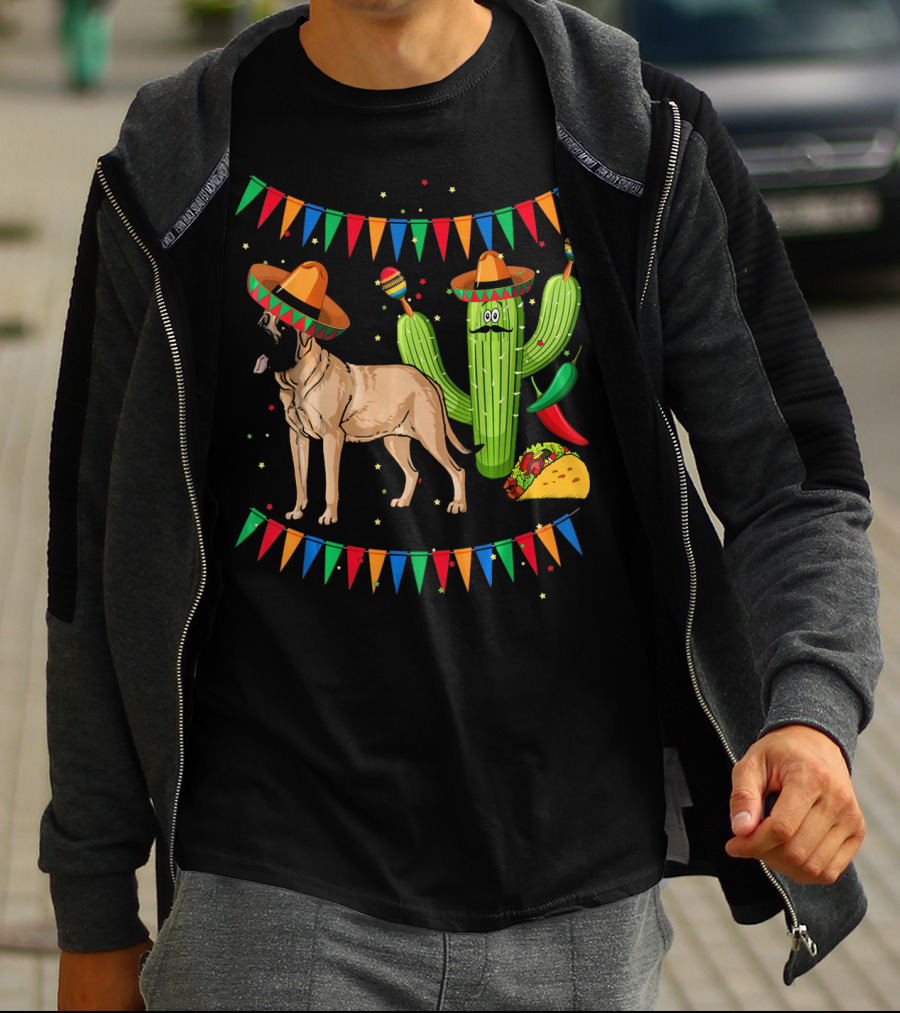 Sombrero Mastiff Dog Cactus Mexico Cinco De Mayo T-Shirt