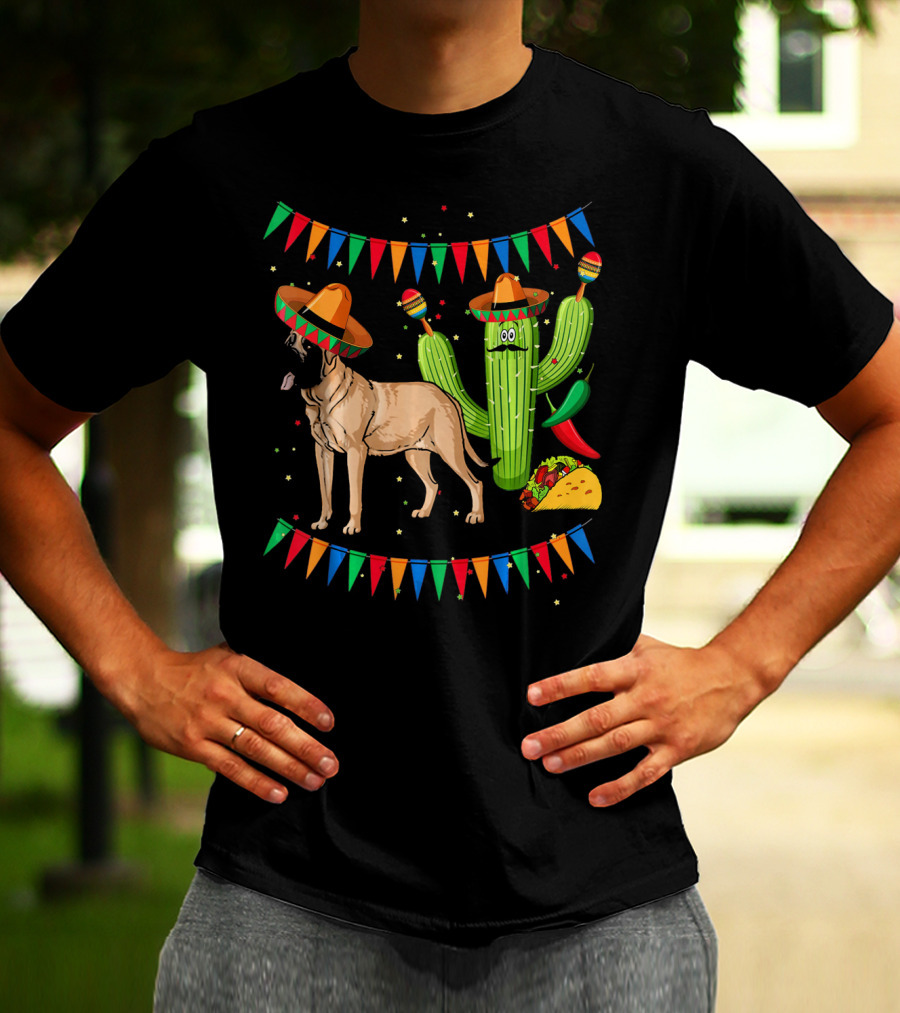 Sombrero Mastiff Dog Cactus Mexico Cinco De Mayo T-Shirt