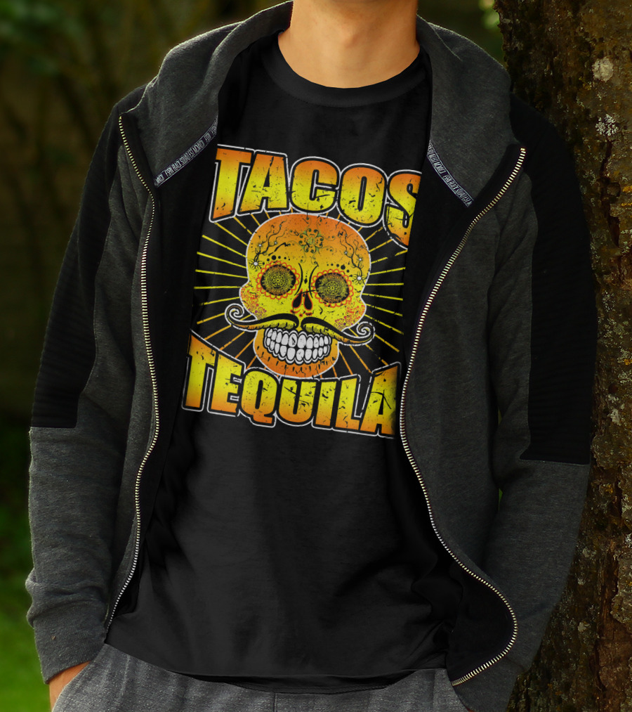 Tacos Tequila Sugar Skull Cinco De Mayo Day T-Shirt