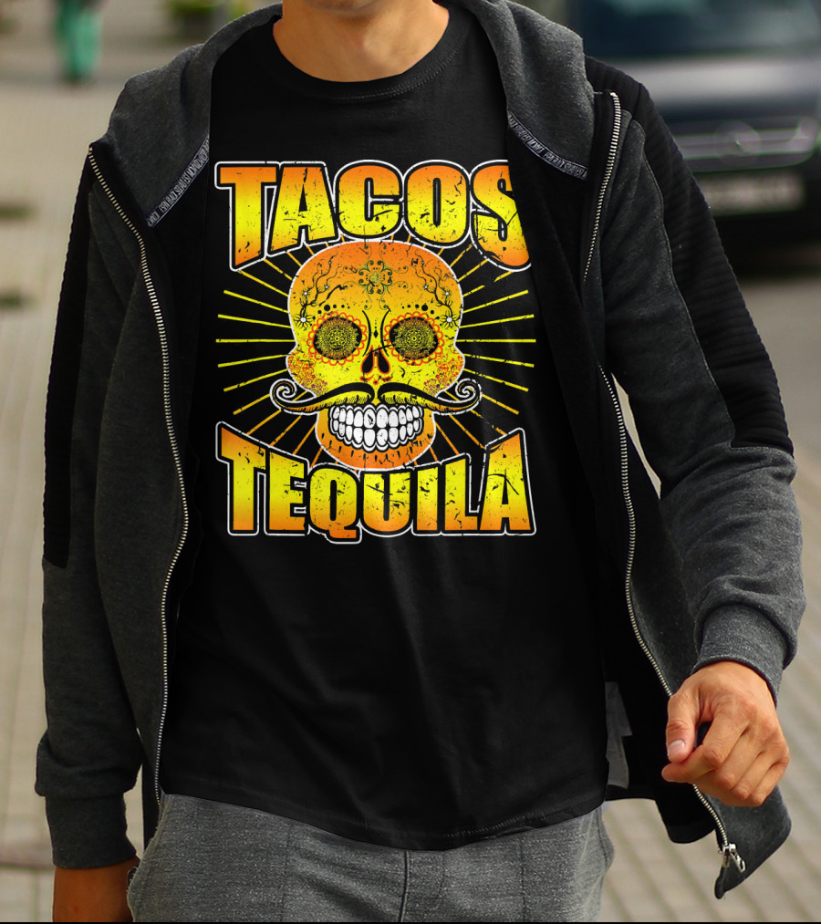 Tacos Tequila Sugar Skull Cinco De Mayo Day T-Shirt