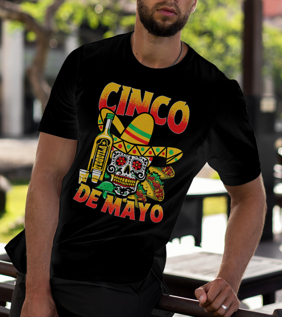 Cinco De Mayo Fiesta Tequila Sombrero Skull Tacos Party Fun T-Shirt