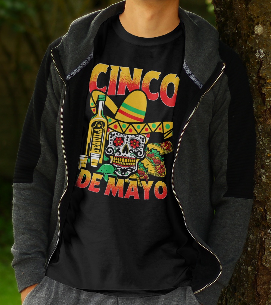 Cinco De Mayo Fiesta Tequila Sombrero Skull Tacos Party Fun T-Shirt