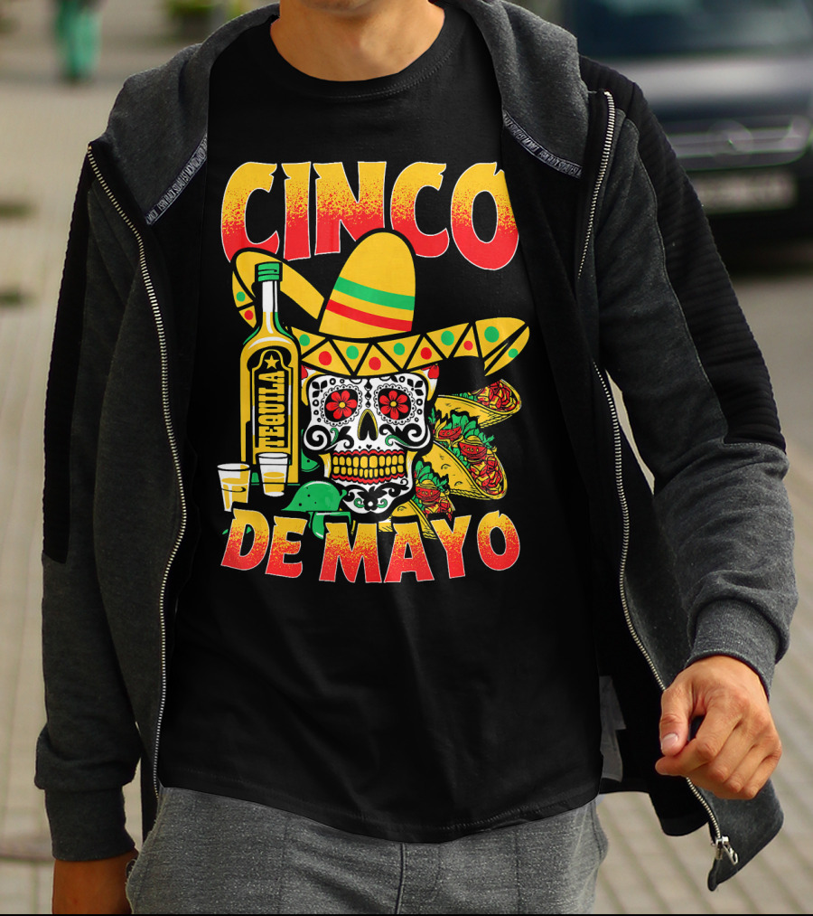 Cinco De Mayo Fiesta Tequila Sombrero Skull Tacos Party Fun T-Shirt
