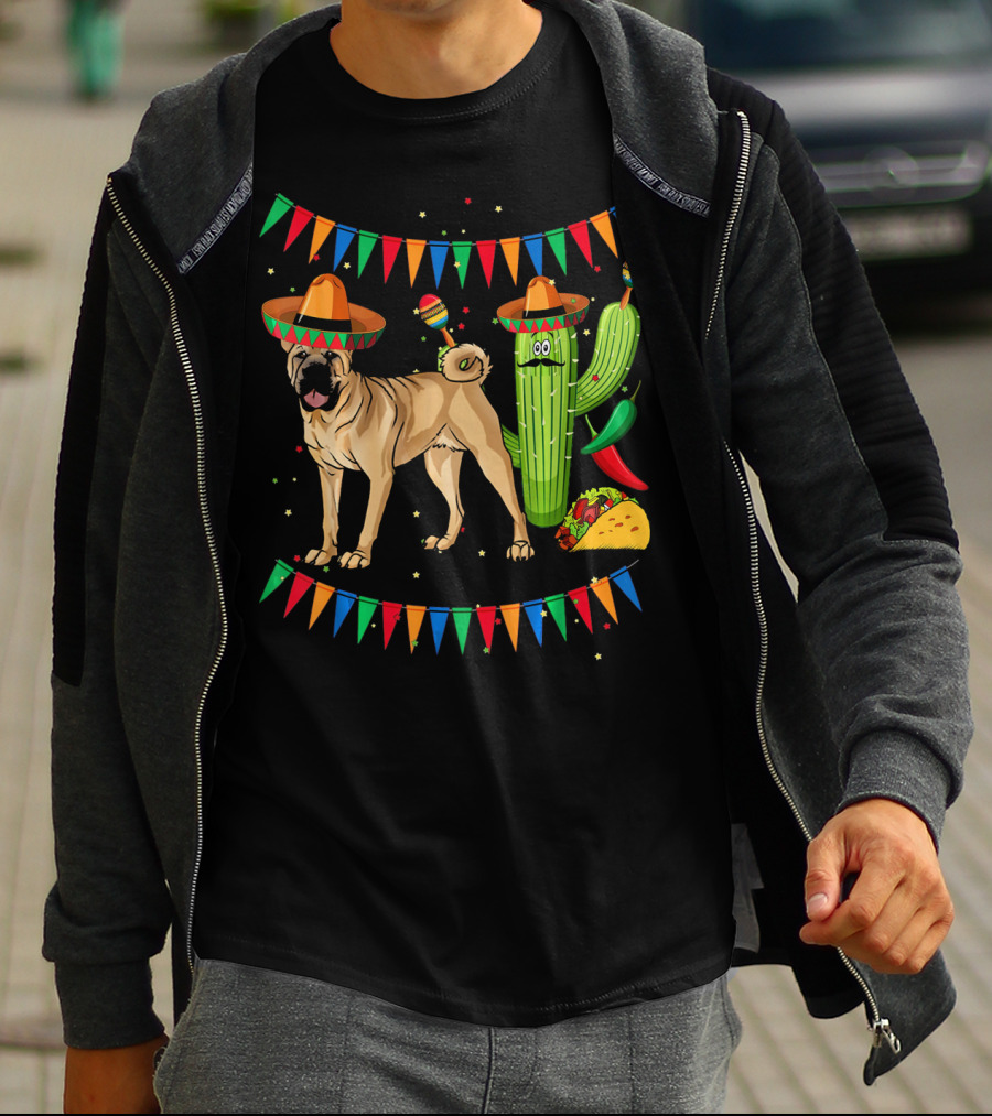 Sombrero Chinese Shar Pei Dog Mexico Cactus Fiesta Taco T-Shirt