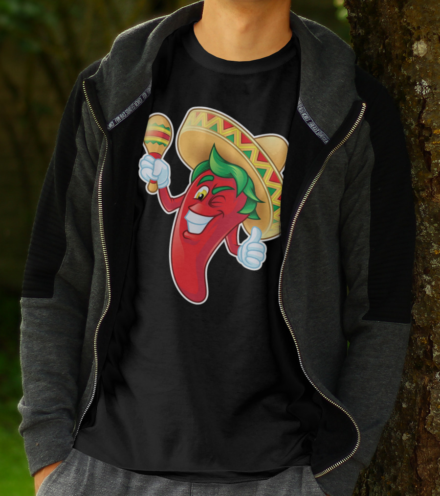 Funny Jalapeno Sombrero Maracas Cinco De Mayo T-Shirt