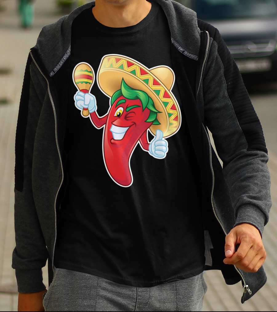Funny Jalapeno Sombrero Maracas Cinco De Mayo T-Shirt