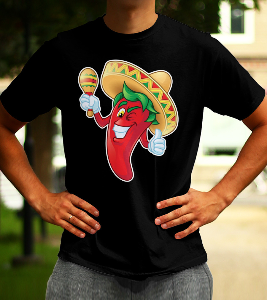 Funny Jalapeno Sombrero Maracas Cinco De Mayo T-Shirt