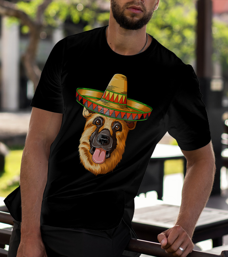 German Shepherd Sombrero Cinco De Mayo Mexican T-Shirt