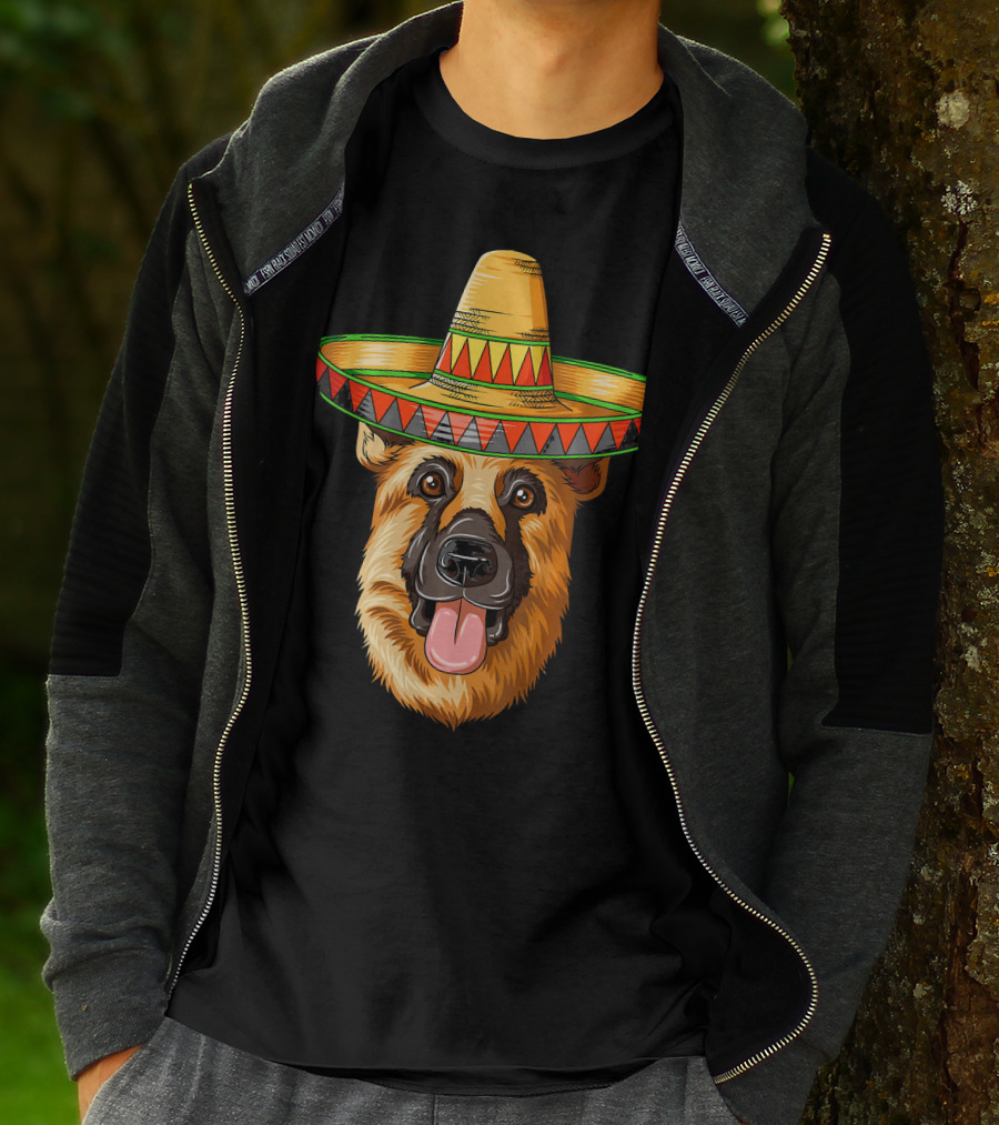 German Shepherd Sombrero Cinco De Mayo Mexican T-Shirt