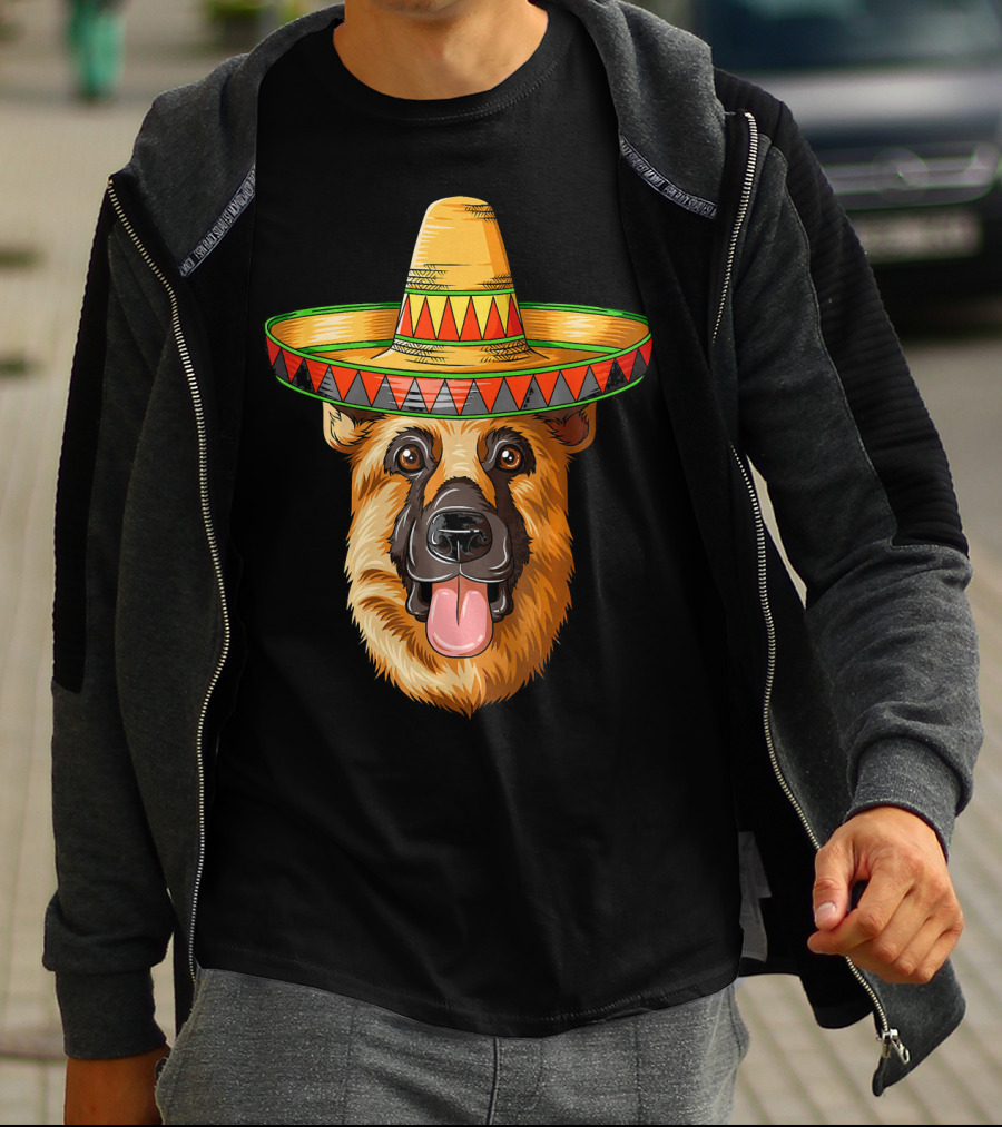 German Shepherd Sombrero Cinco De Mayo Mexican T-Shirt