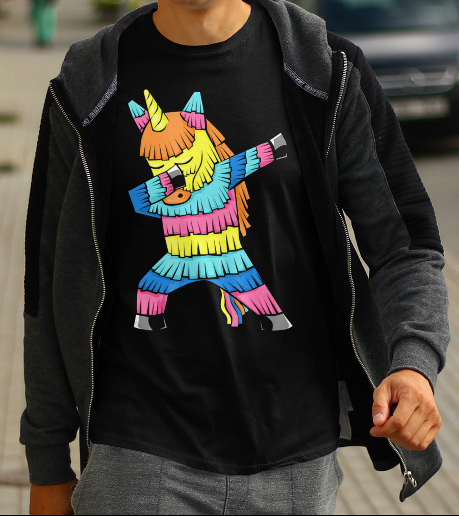 Cinco De Mayo Unicorn Dabbing Colorful Pinata Fun T-Shirt