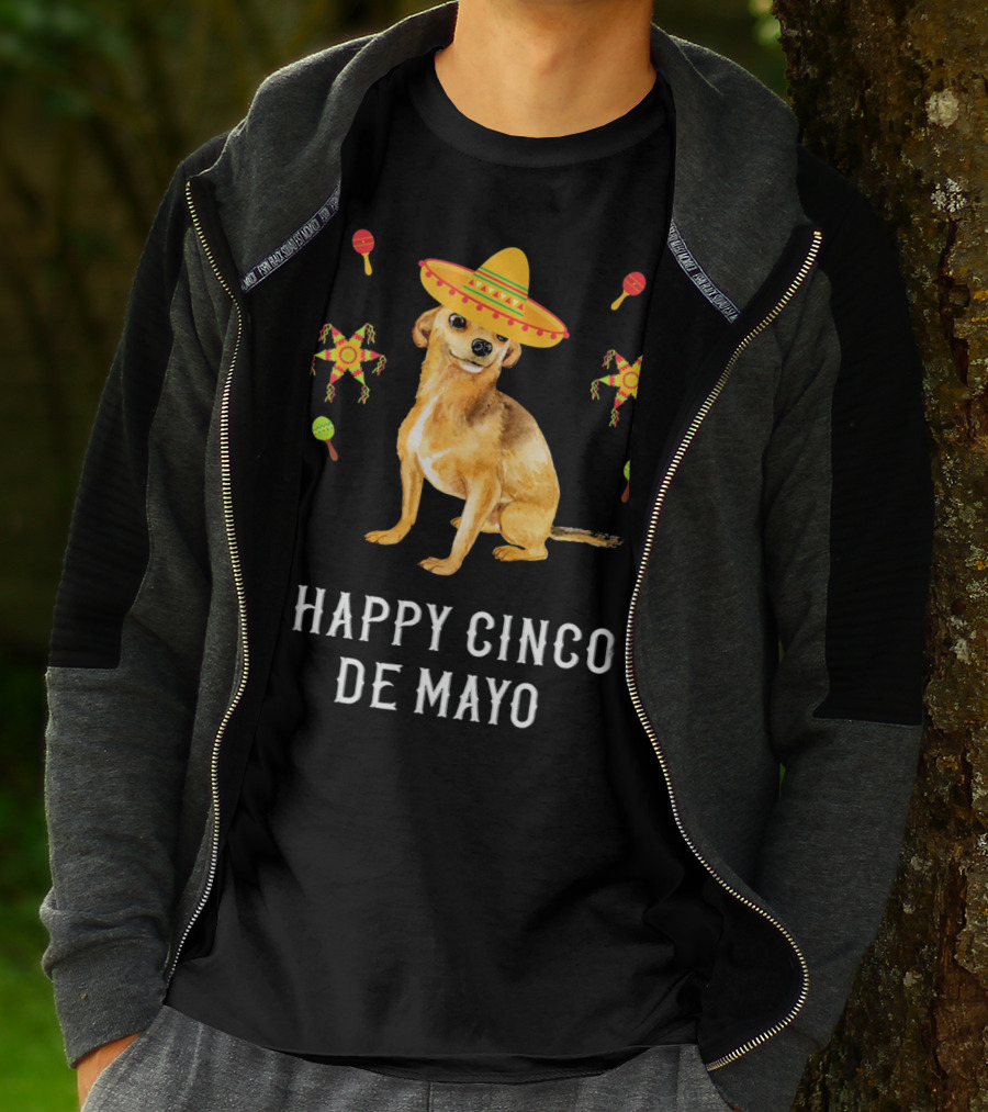 Happy Cinco DE Mayo Sombrero Chihuahua Piñata Maracas T-Shirt