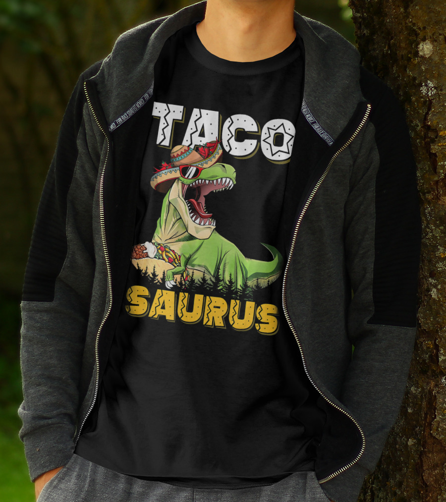 Taco Tacosaurus Cinco Dinosaur In Sombrero With Taco T-Shirt