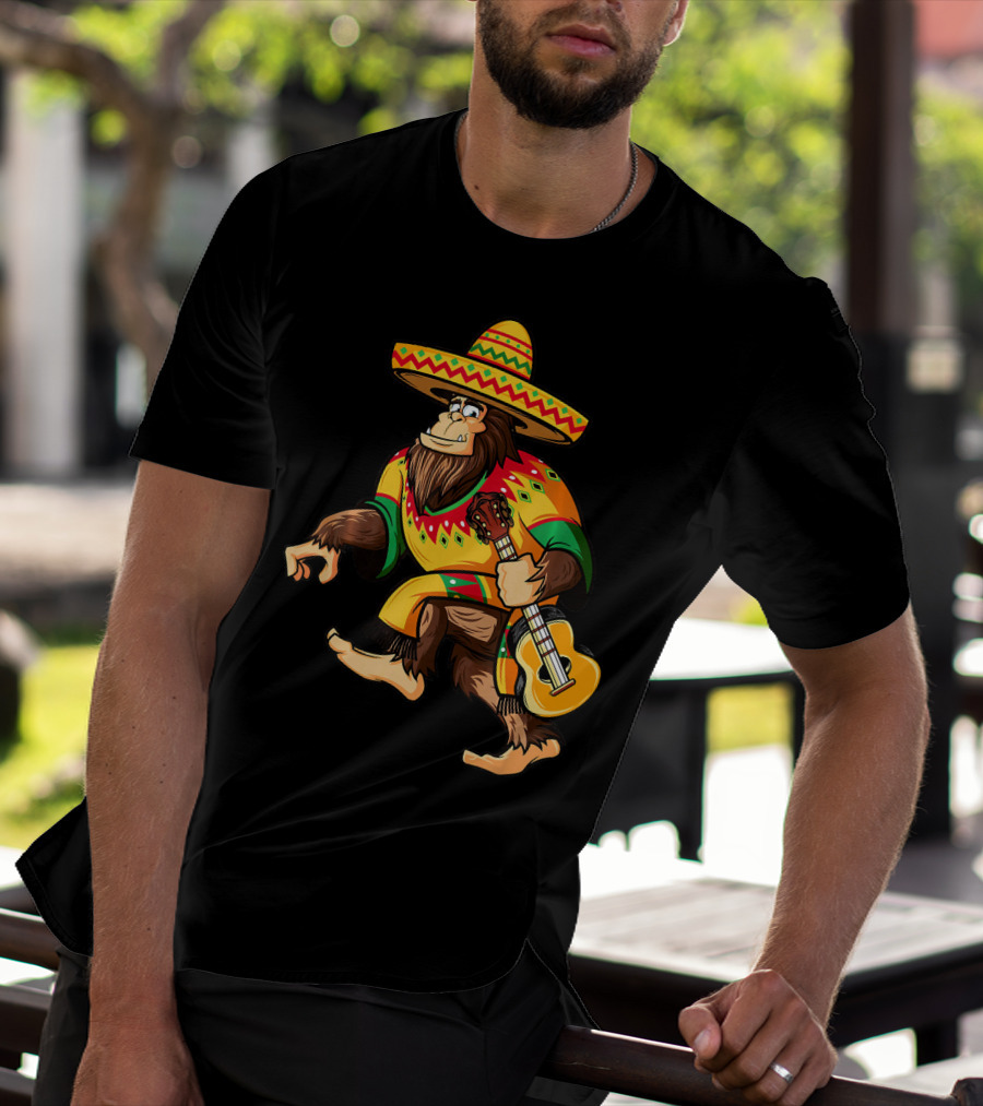 Funny Bigfoot El Squatcho Cinco De Mayo Sombrero Guitar T-Shirt