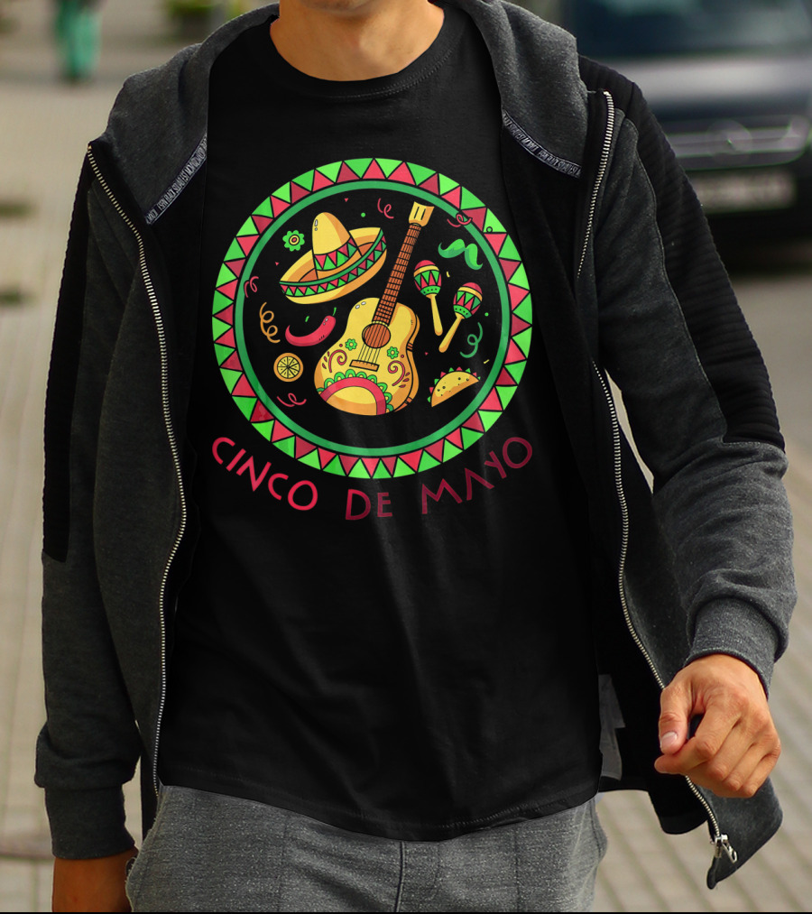 Cinco De Mayo Sombrero Guitar And Maracas Fiesta T-Shirt