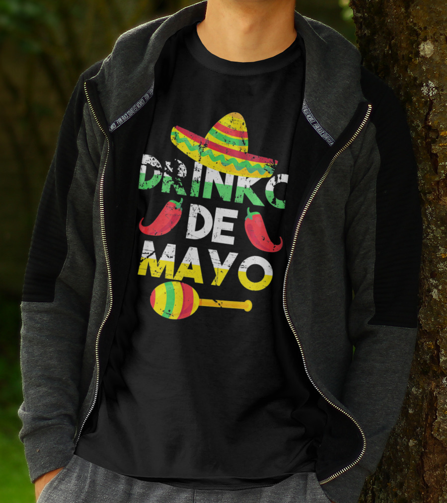 Cinco De Mayo Drinko De Mayo Sombrero Peppers Maracas T-Shirt