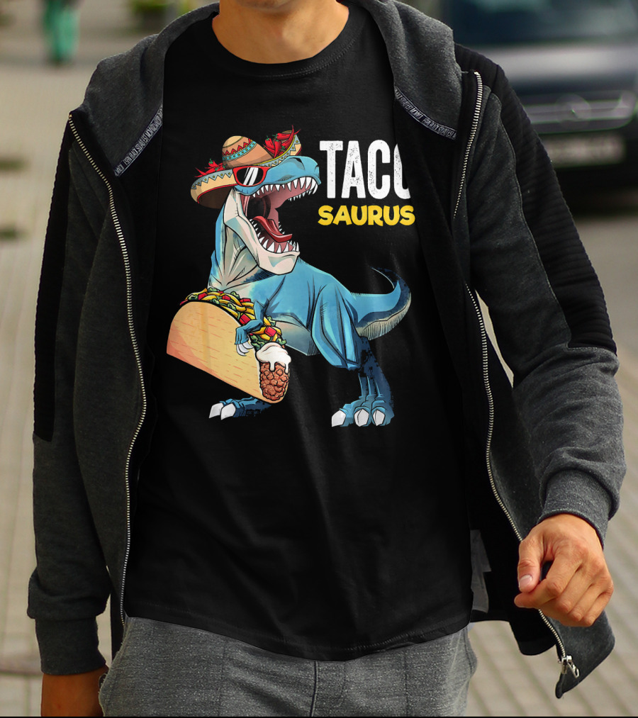 Taco Tuesday Cinco De Tacosaurus Dinosaur Sombrero T-Shirt