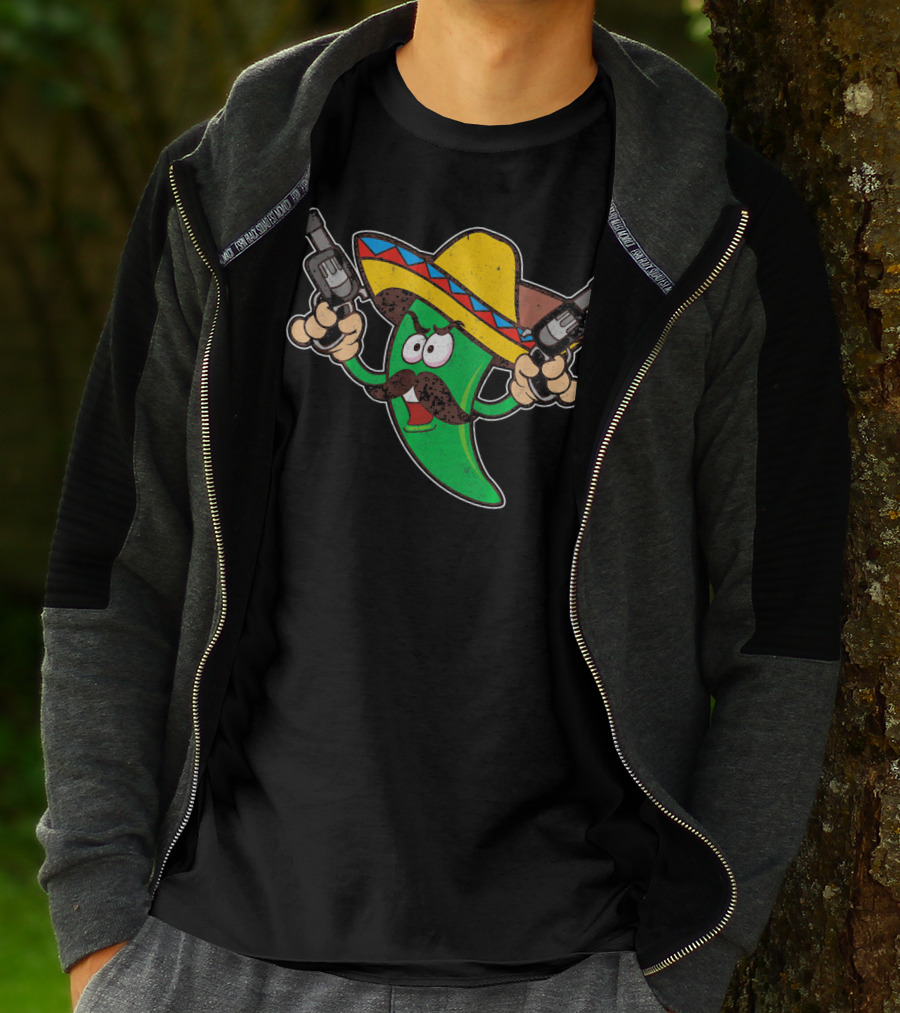 Jalapeno Business Funny Cinco De Mayo Sombrero Gunslinger Pepper T-Shirt